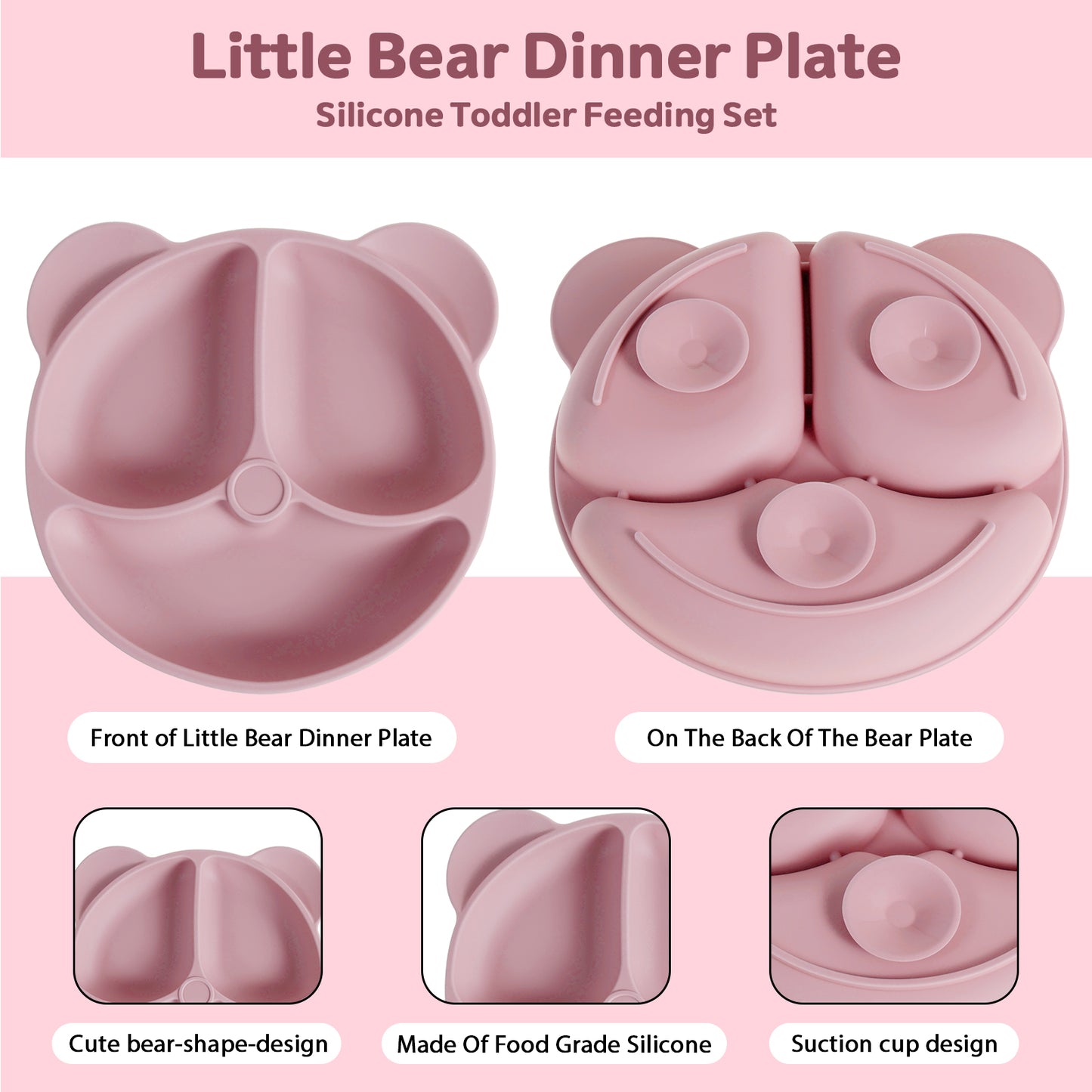 8Pcs Baby Feeding Set Silicone Baby Tableware Set Reusable Baby Led Weaning Supplies Washable Suction Baby Bowl and Plates 2