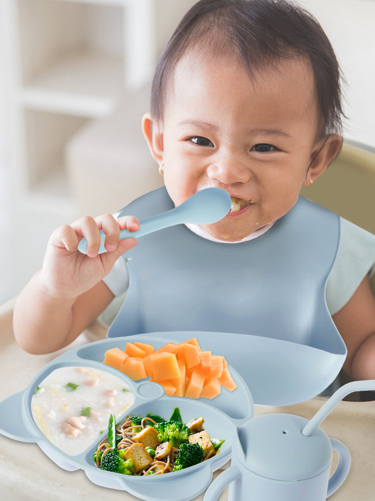 8Pcs Baby Feeding Set Silicone Baby Tableware Set Reusable Baby Led Weaning Supplies Washable Suction Baby Bowl and Plates 2